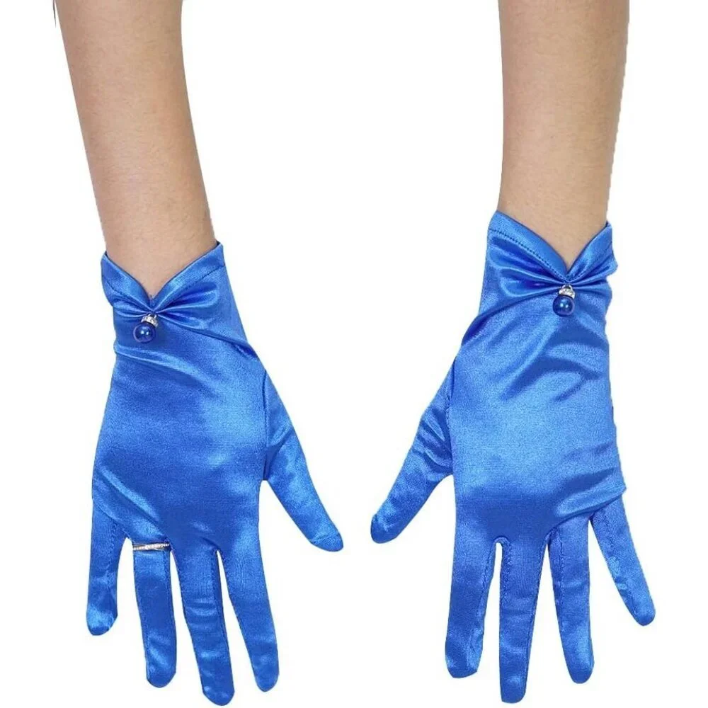 Women's Evening Lvory-Satin Tulle Short Lace Gloves Wrist Wedding Bridal Party